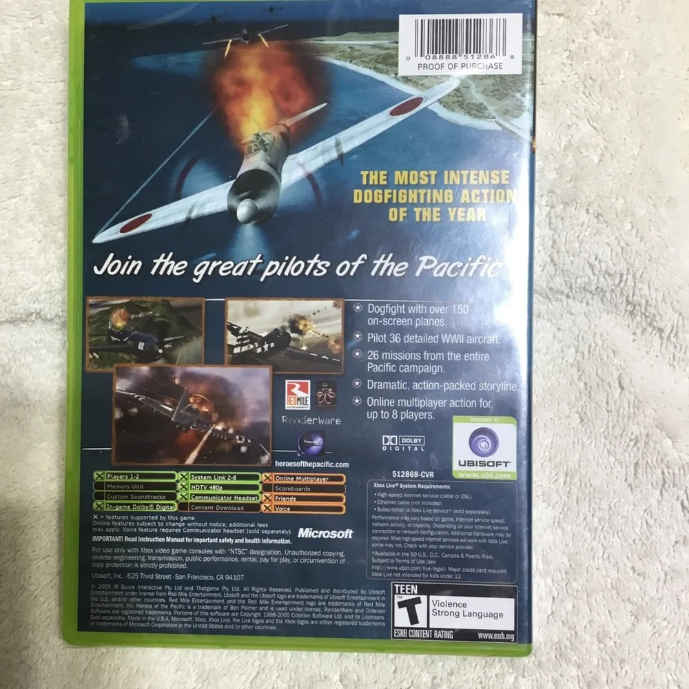 Microsoft X Box, “Heroes of the Pacific”, NEW/SEALED, Live online enabled